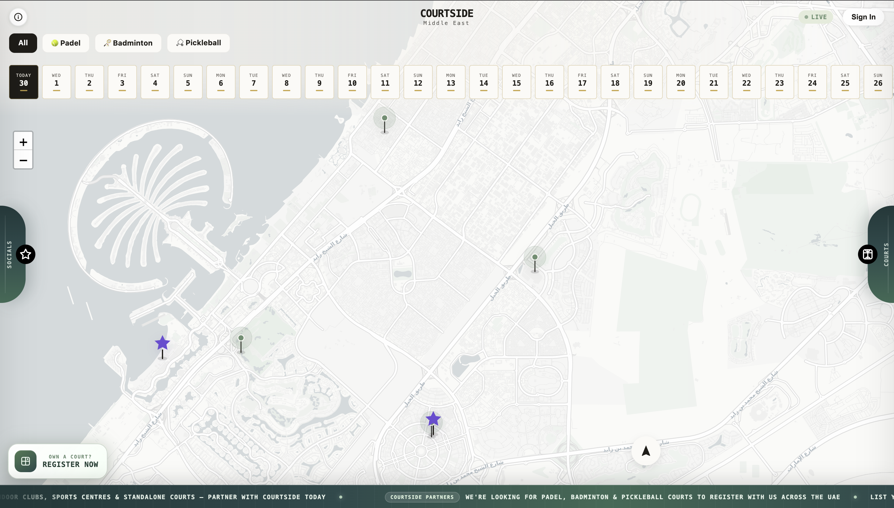 Courtside web discovery experience